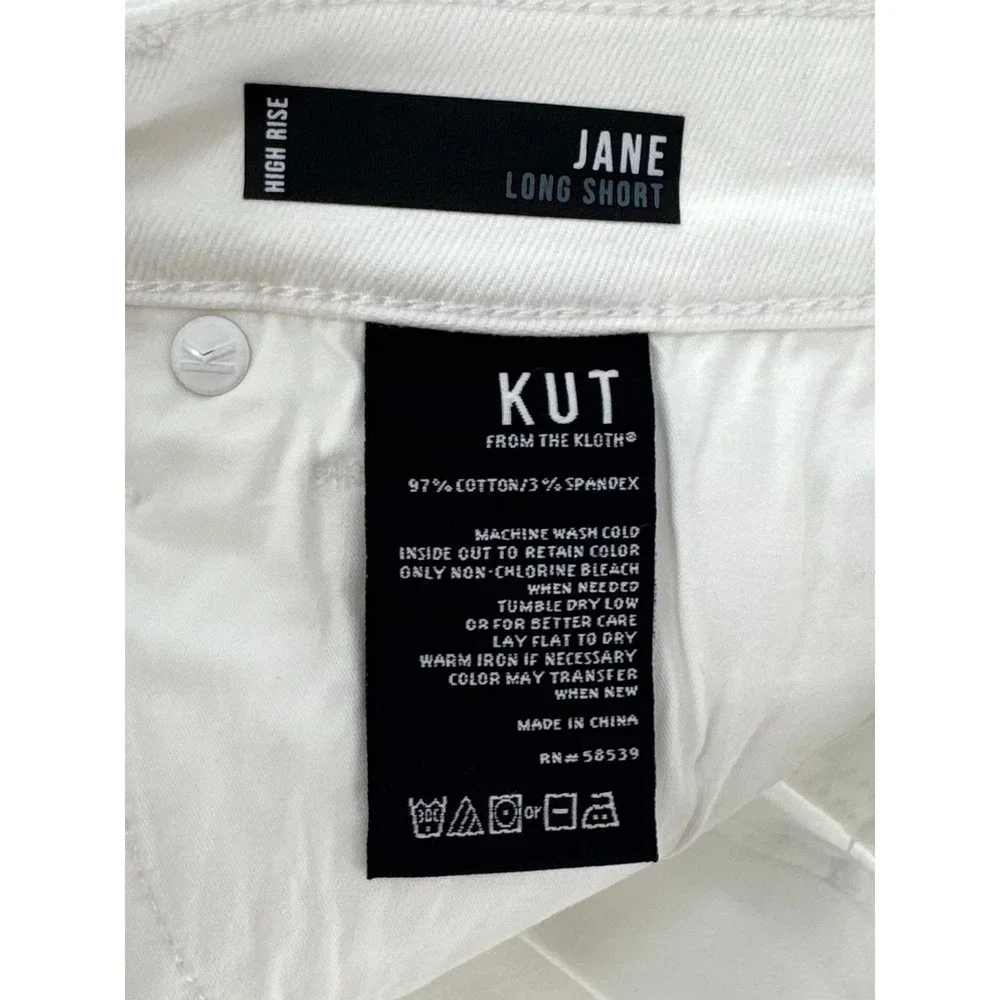 KUT from the Kloth Jane High Rise Long Short Optic White Size 0 NWT